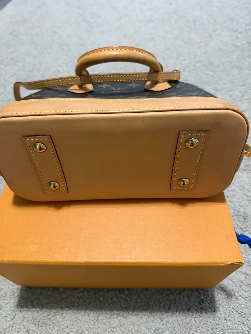 Louis Vuitton Brown Monogram Alma BB Satchel with Vachetta Trim